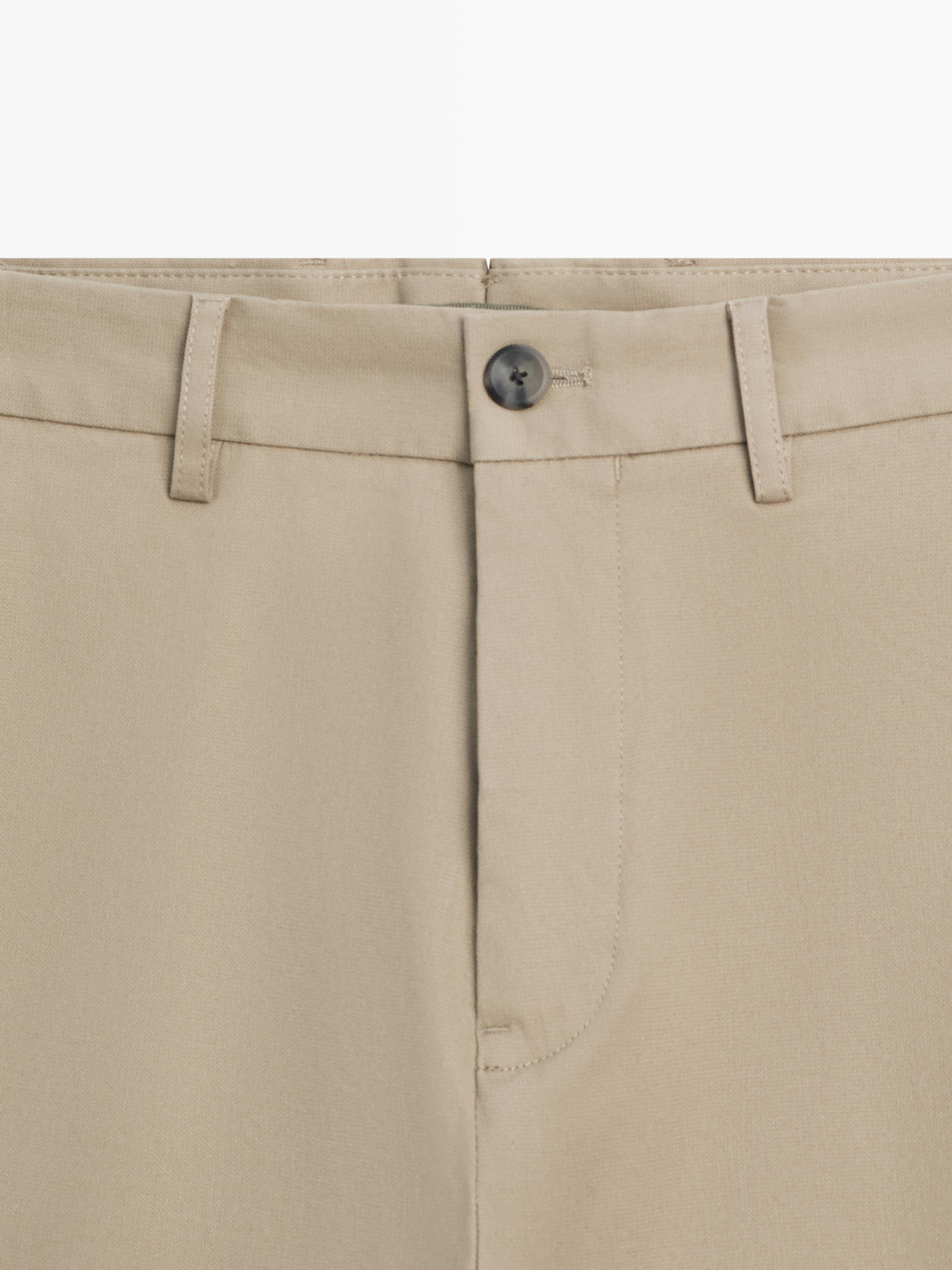 Cotton blend tapered fit trousers